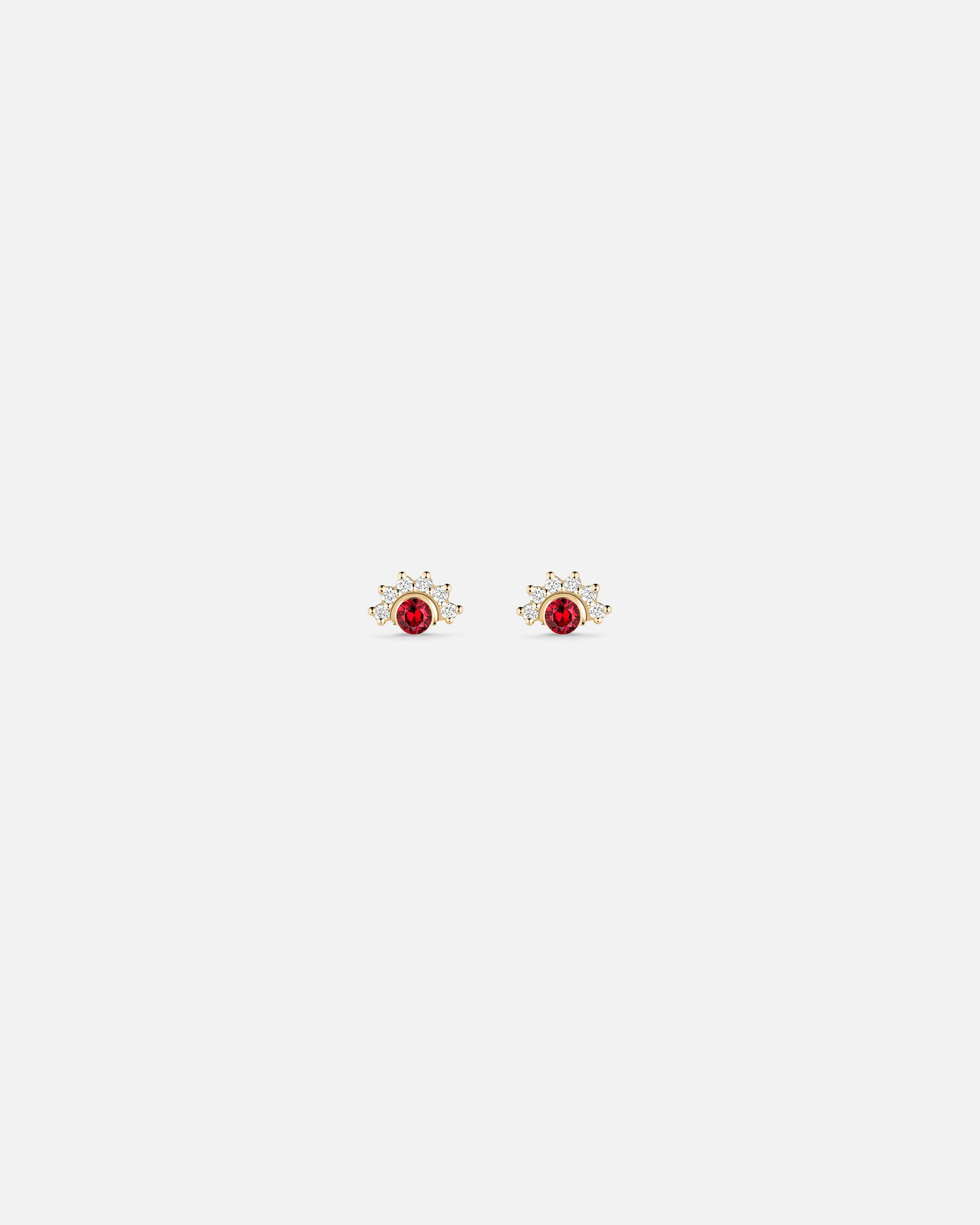 Red Spinel Studs in Yellow Gold