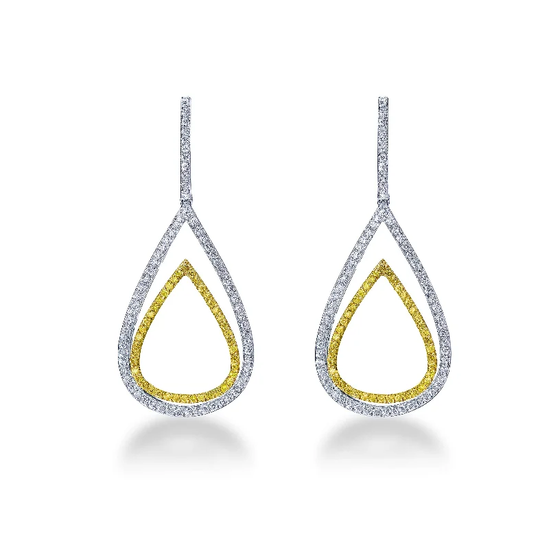 Rivière 18kt Gold Yellow and White Diamond Drop Earrings