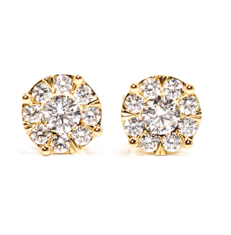 Round Diamond Cluster Earrings