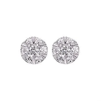 Round Diamond Cluster Earrings