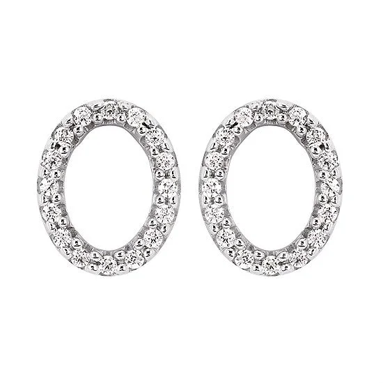 Round Diamond Open Oval Post Earrings