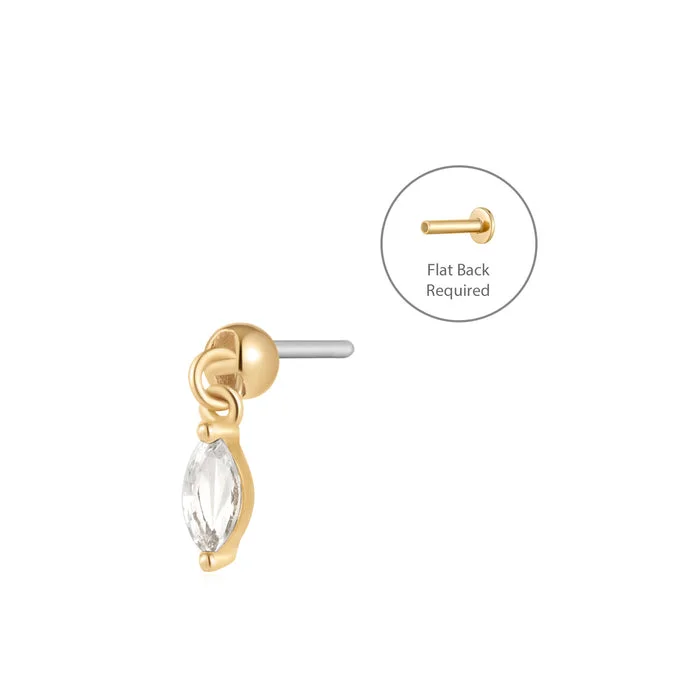 SASHA | White Sapphire Drop Threadless Flatback Earring