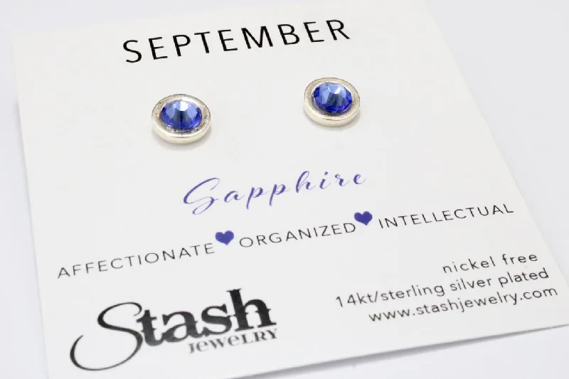 September Birthstone Sapphire Crystal Studs