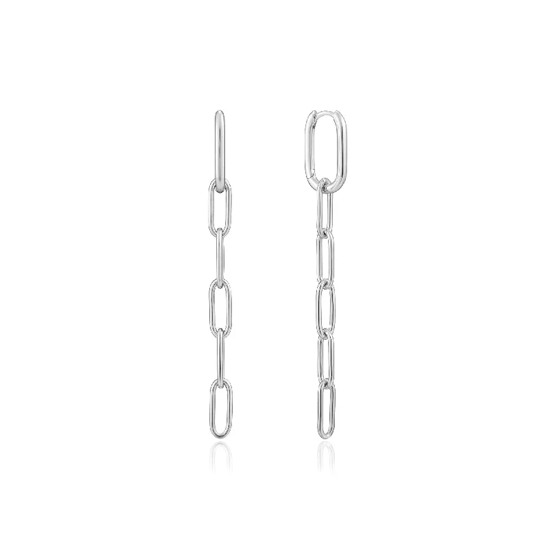 Silver Cable Link Drop Earrings