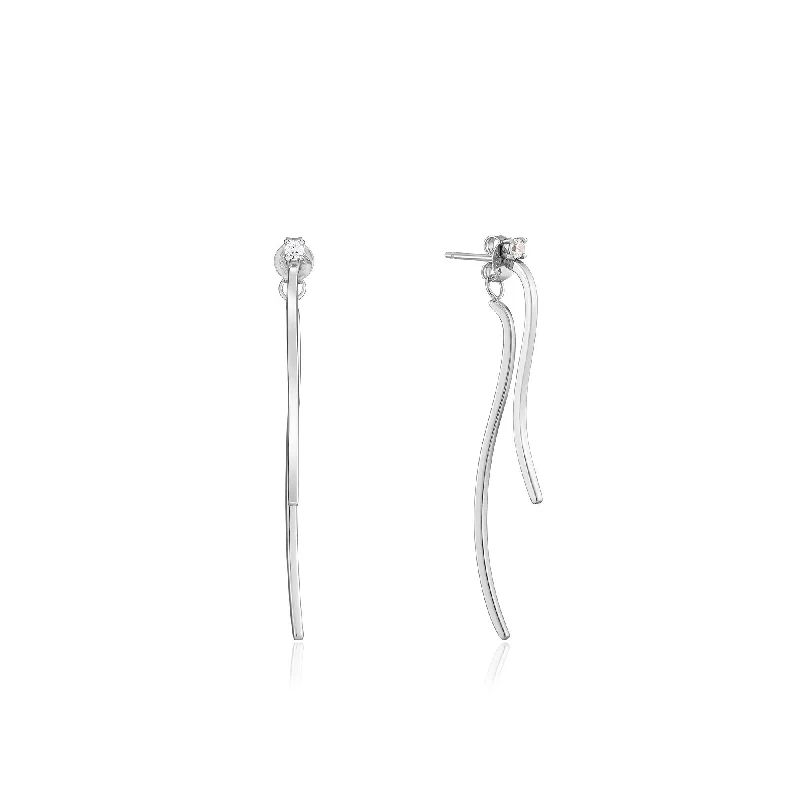 Silver Curve Drop Bar Ear Jackets