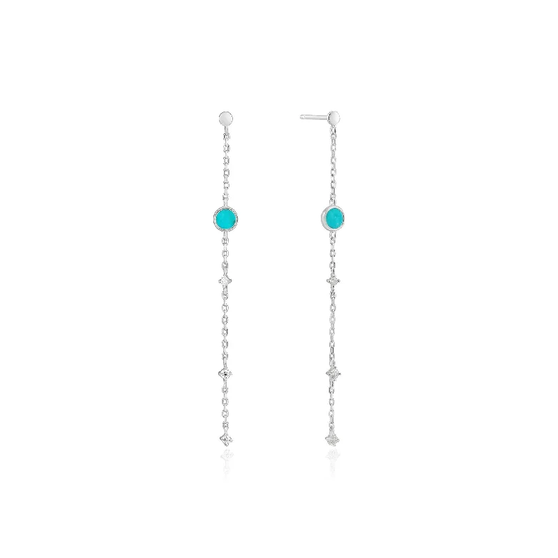 Silver Turquoise Drop Earrings