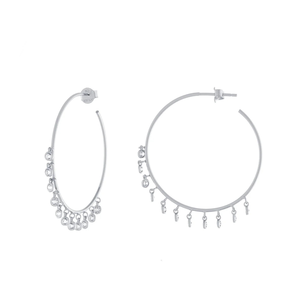 SS 35mm Dangle CZ Hoop Earrings