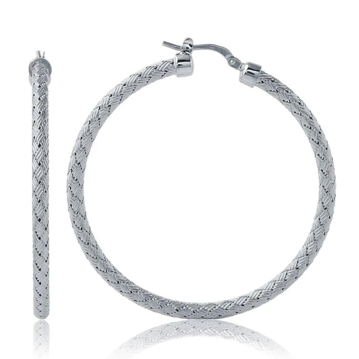 SS 45MM Round Mesh Hoop Earrings