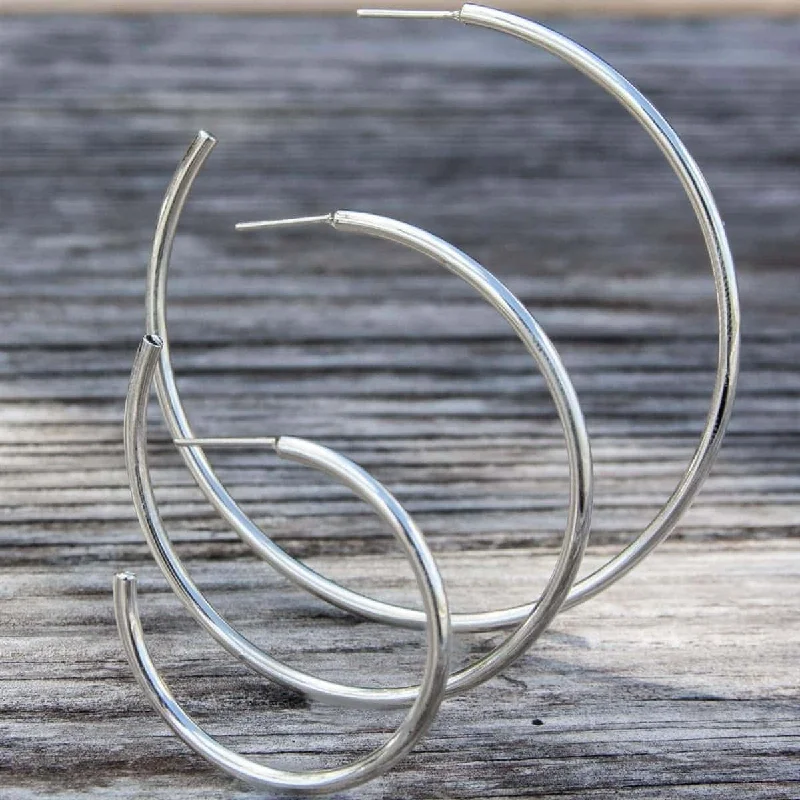 Sterling Silver High Polish Hoop Earrings