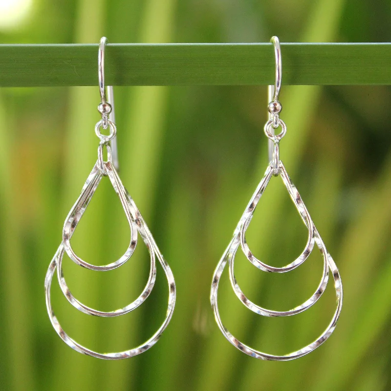 Sterling Silver Raindrop Dangle Earrings