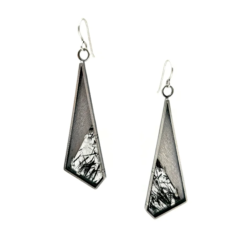 Tourmalated Quartz Angled Earrings