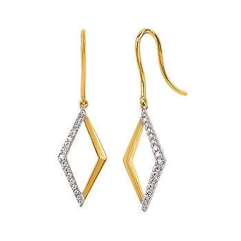 Two-Tone Diamond-Shape Dangle Earrings