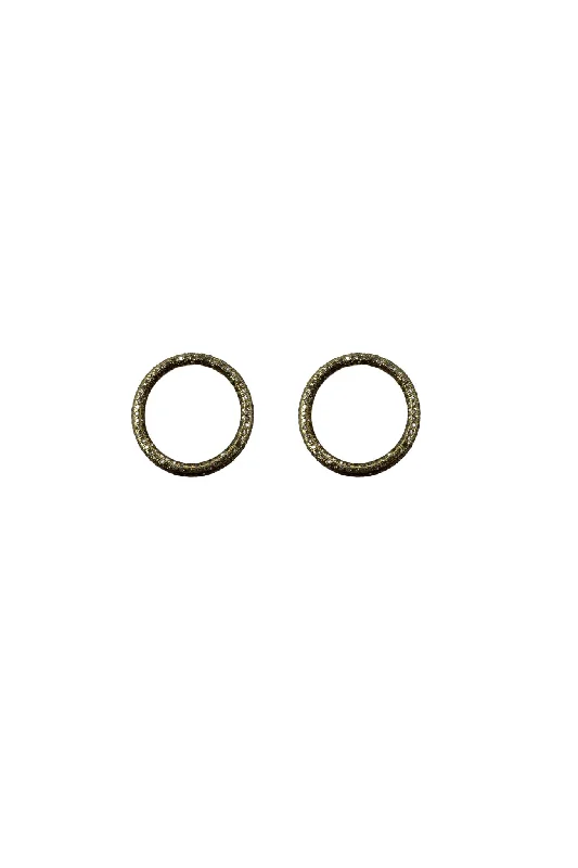 V428 The Woods Small Brass and Diamond Circle Stud Earrings