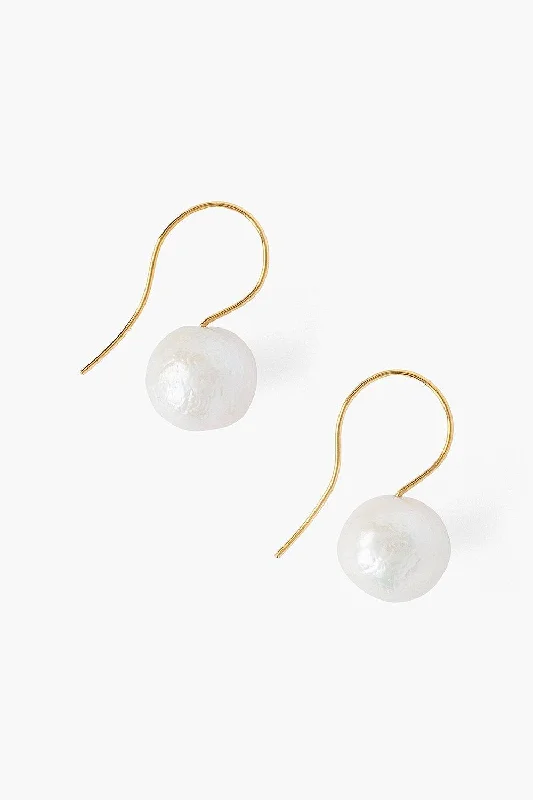 White Baroque Pearl and Gold Drop Earrings