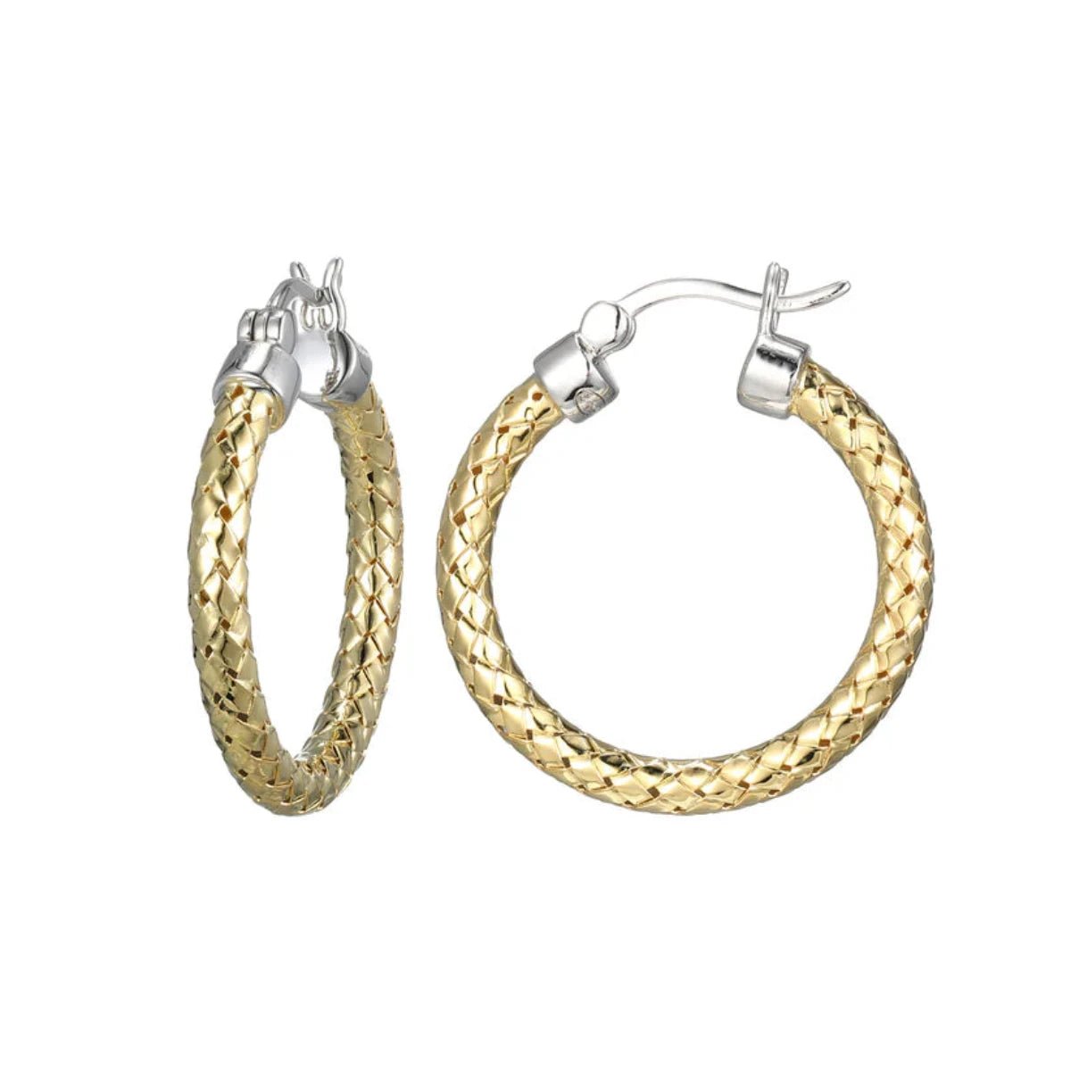 YGP Sterling 25MM/3MM Mesh Hoop Earring