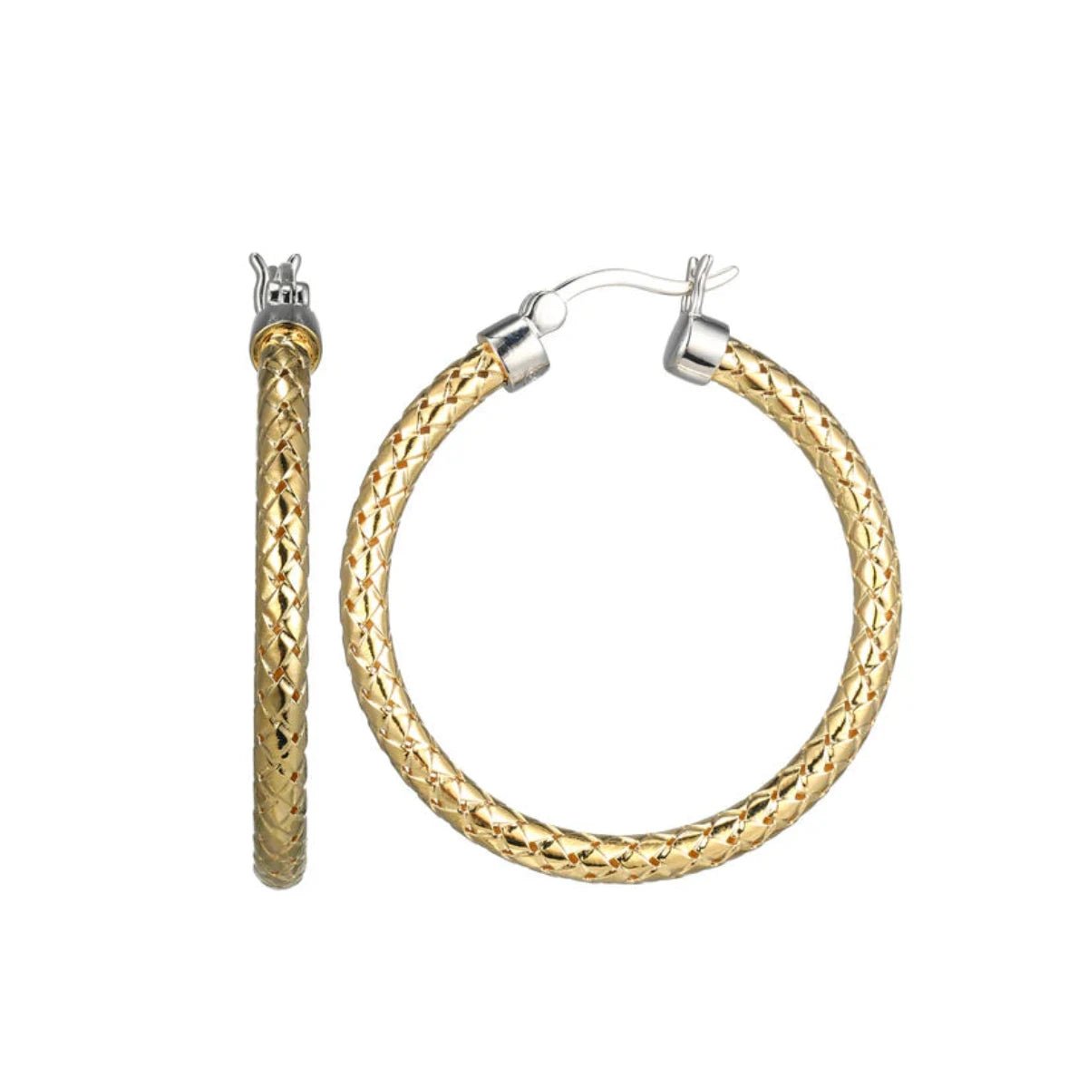 YGP Sterling 35MM/3MM Mesh Hoop Earring