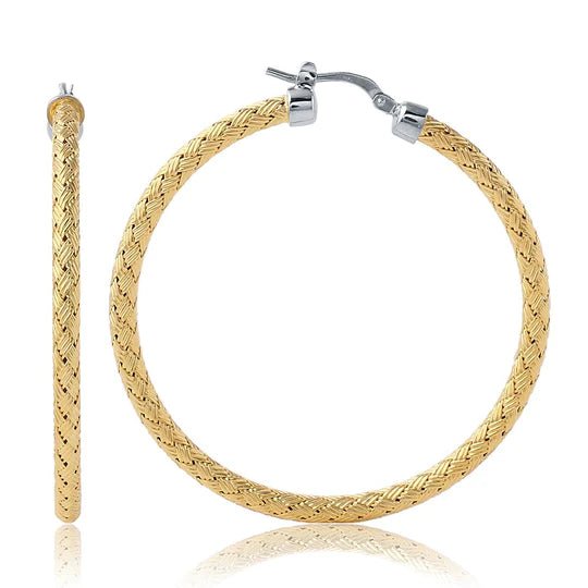 YGP Sterling 45MM Round Mesh Hoop Earrings