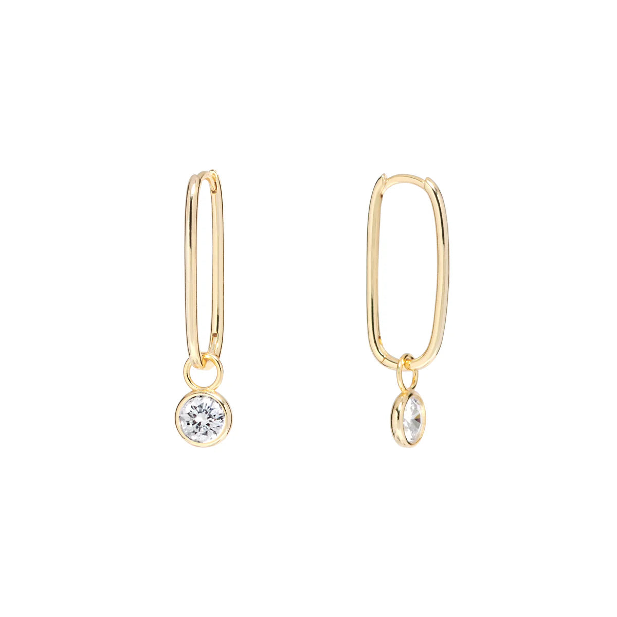 YGP Sterling Bezel Set CZ Hoop Earrings