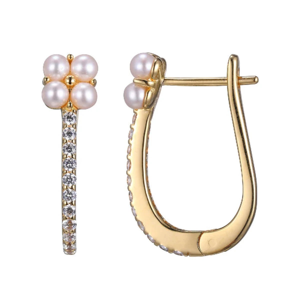 YGP Sterling CZ and FWP Pearl Hoop Earrings