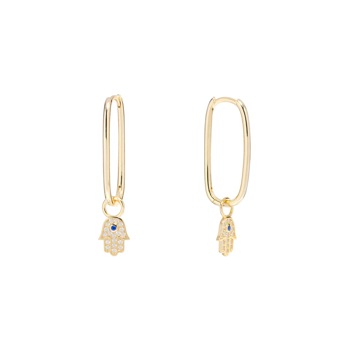 YGP Sterling CZ Hamsa Hoop Earrings