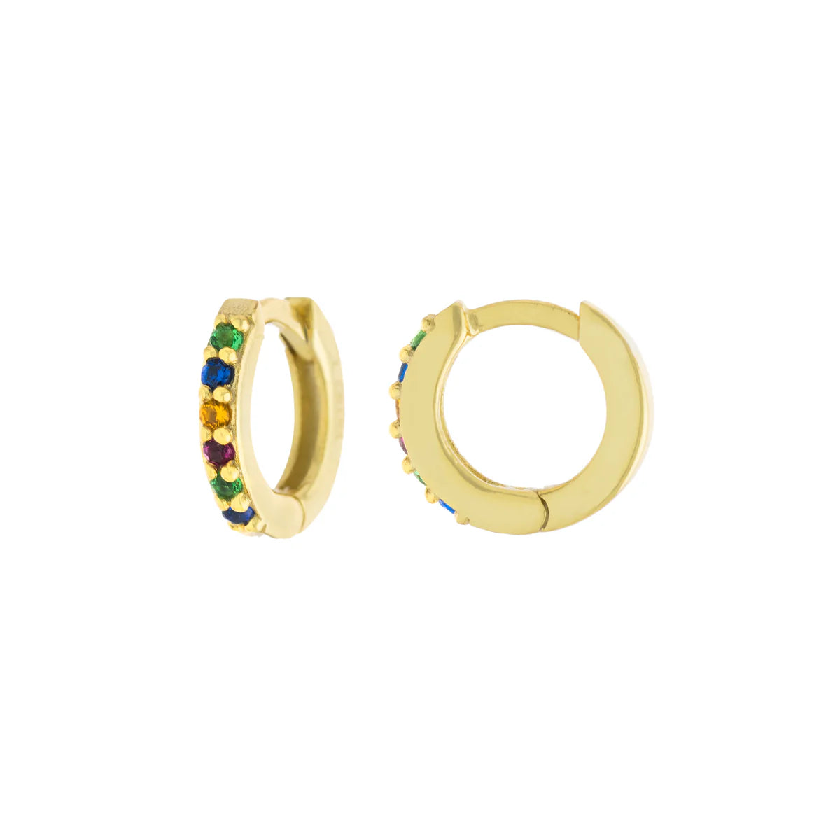 YGP Sterling Multi-Color CZ 10.5mm Hoop Earrings