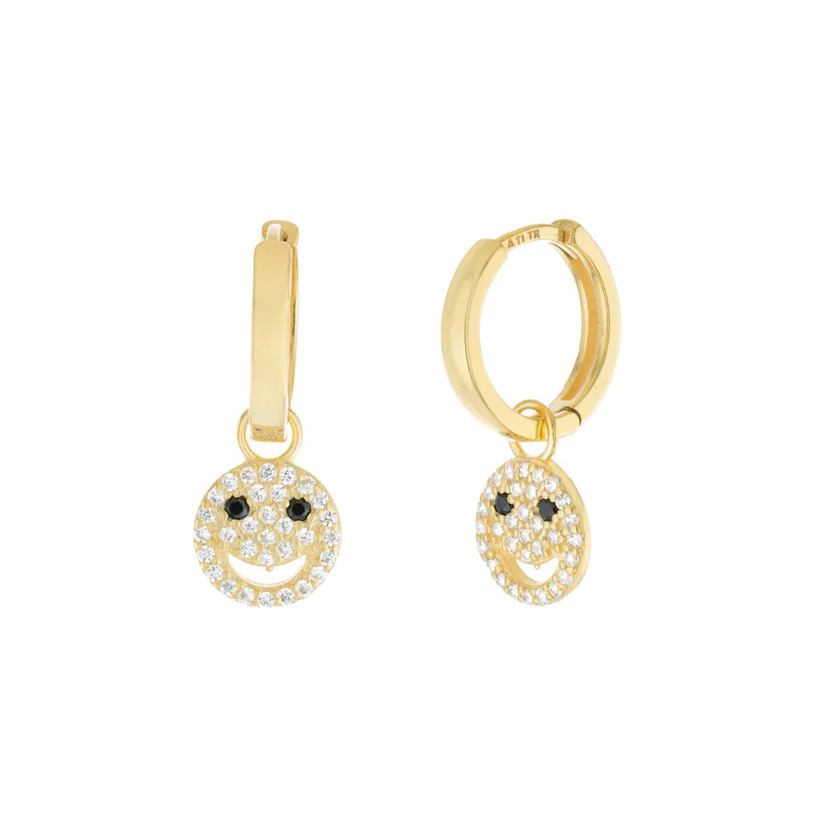 YGP Sterling Smiley Face Huggie Hoop Earrings