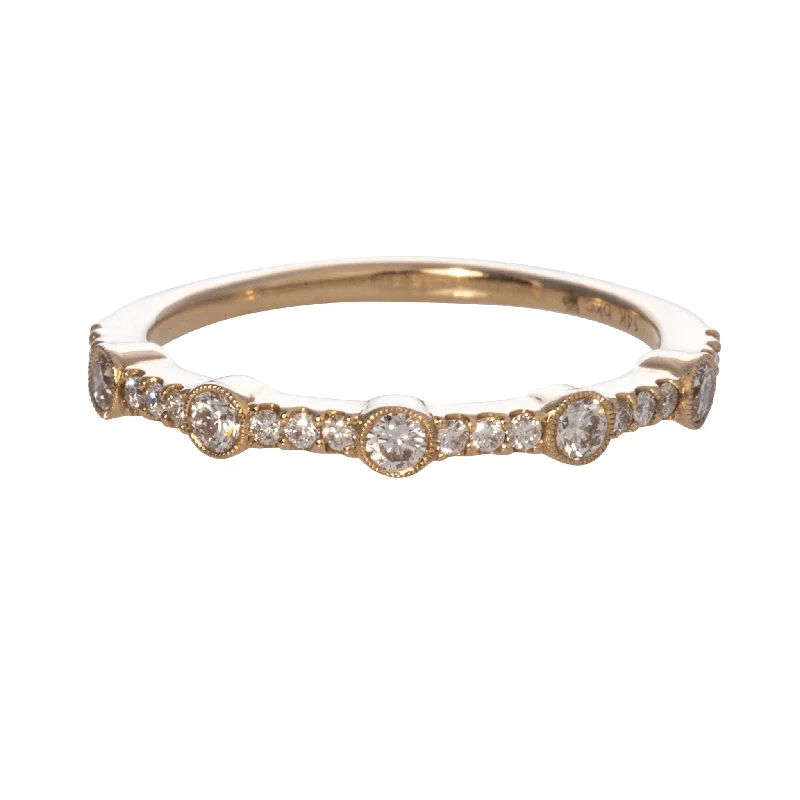 .34ct Diamond Bezel Station Halfway 14K Yellow Gold Band