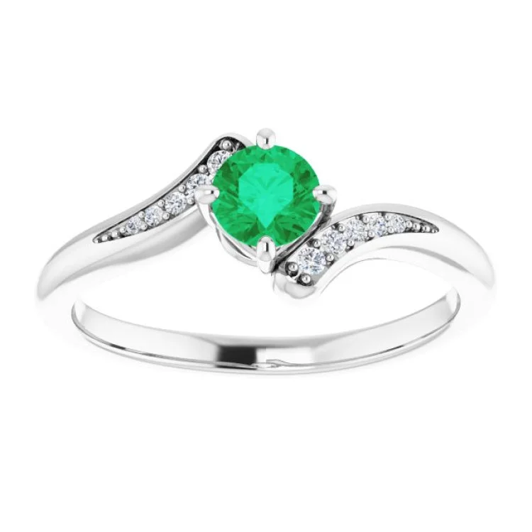 Platinum Natural Emerald & .04 CTW Natural Diamond Ring