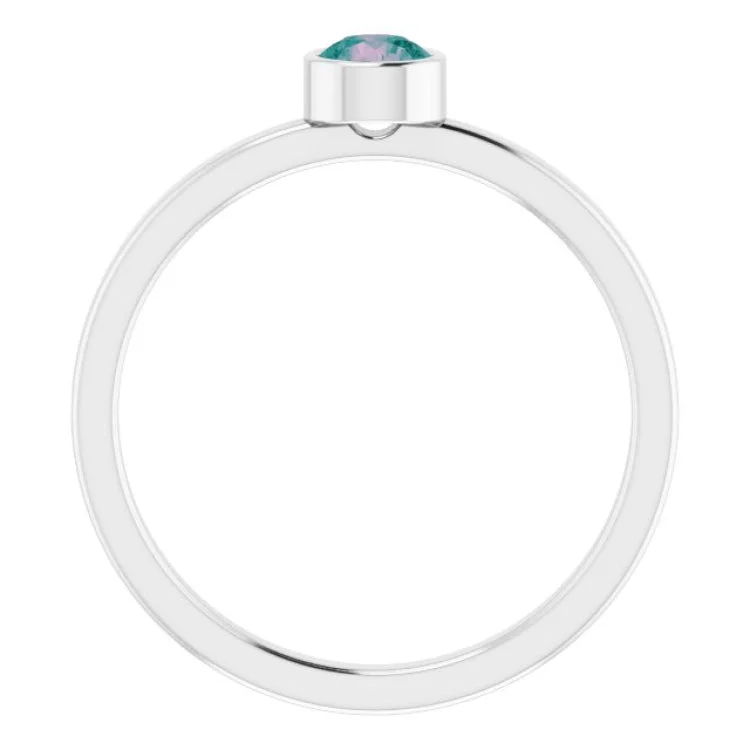 Platinum 4 mm Lab-Grown Alexandrite Ring