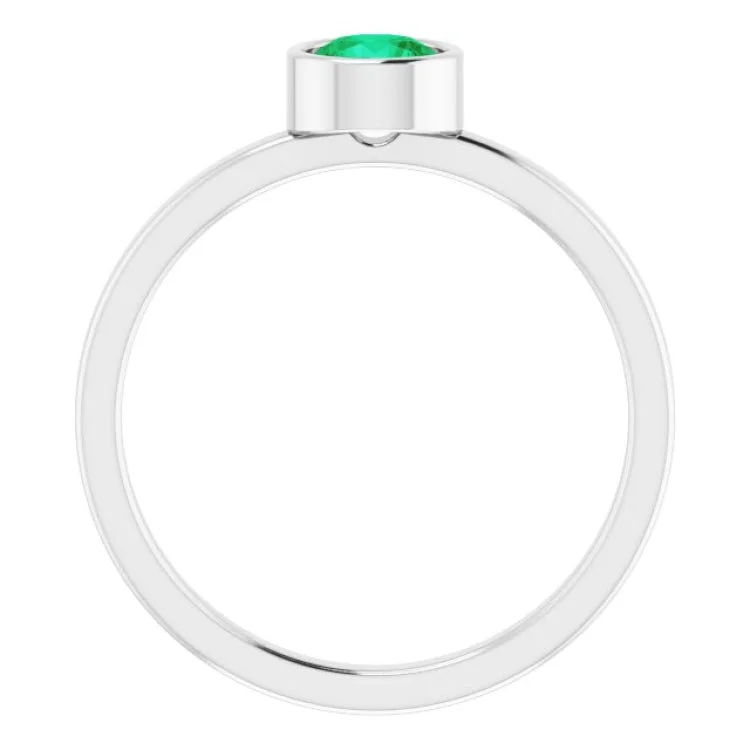 Platinum 5 mm Lab-Grown Emerald Ring