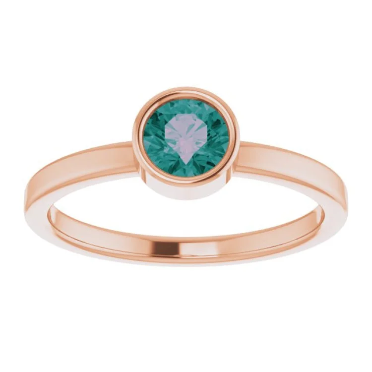 14K Rose 5 mm Lab-Grown Alexandrite Ring