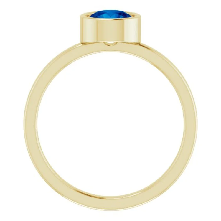 14K Yellow 6 mm Natural Blue Sapphire Ring