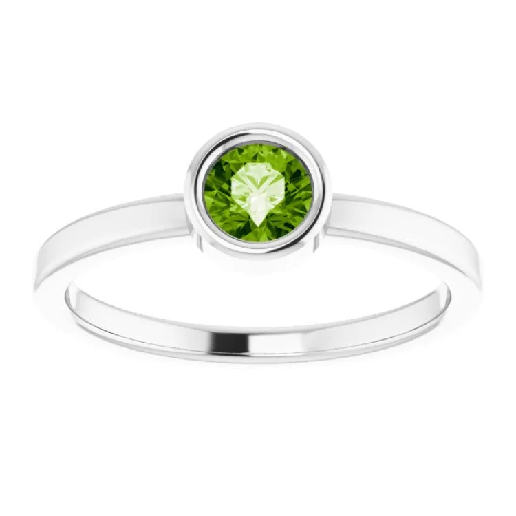 Platinum 4.5 mm Natural Peridot Ring