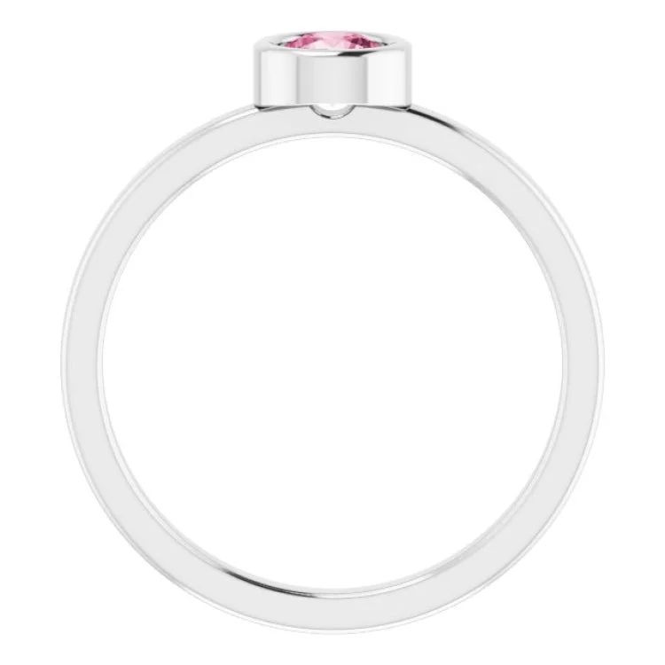 Platinum 4.5 mm Natural Pink Tourmaline Ring