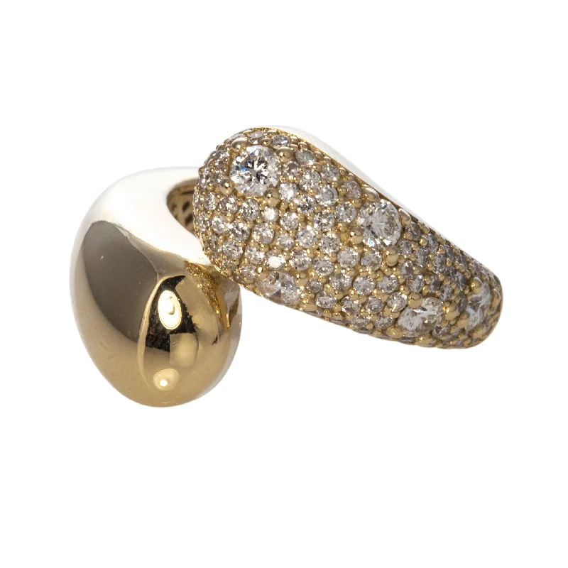 Diamond Pavé 14K Yellow Gold Bypass Ring