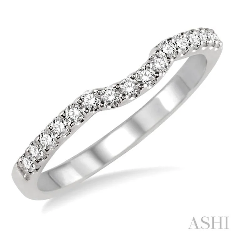 1/3 Ctw Round Cut Diamond Wedding Band in 14K White Gold