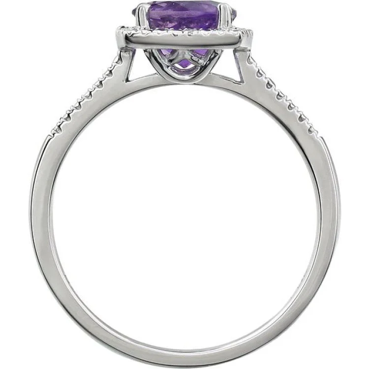 Sterling Silver Natural Amethyst & .01 CTW Natural Diamond Ring