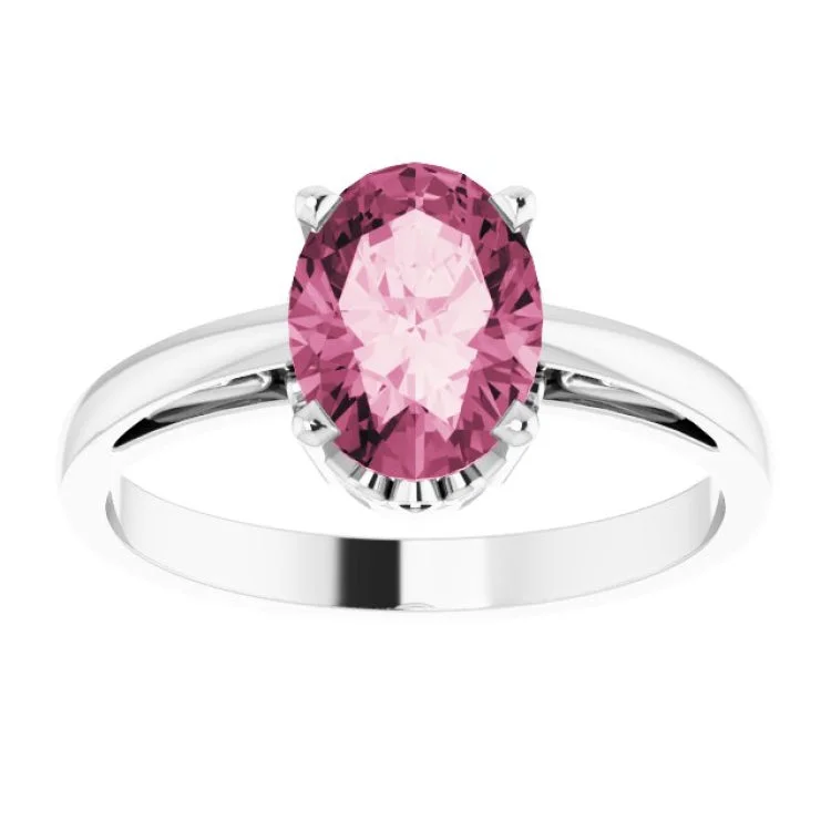 14K White Natural Pink Tourmaline Solitaire Ring