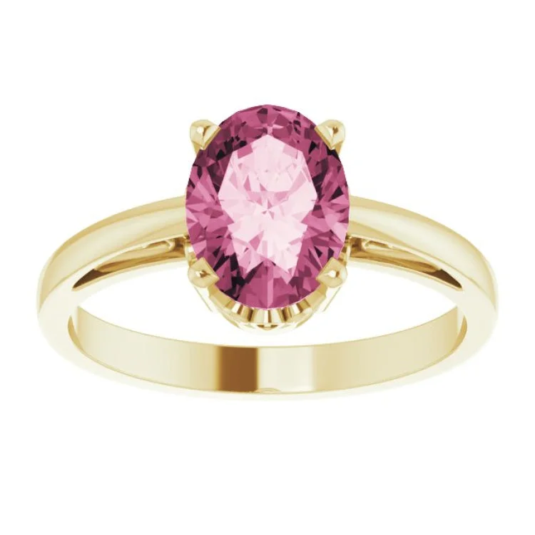 14K Yellow Natural Pink Tourmaline Solitaire Ring