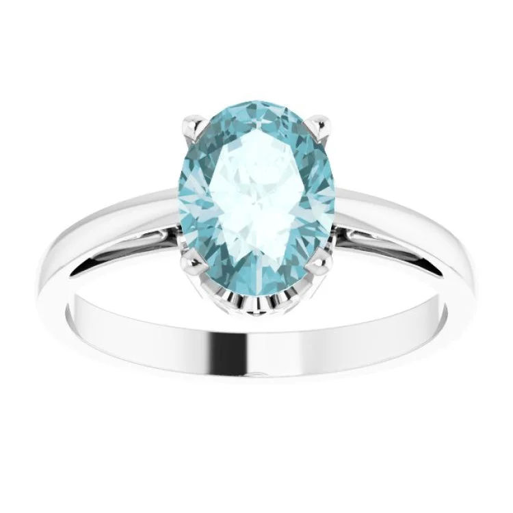 14K White Natural Sky Blue Topaz Solitaire Ring