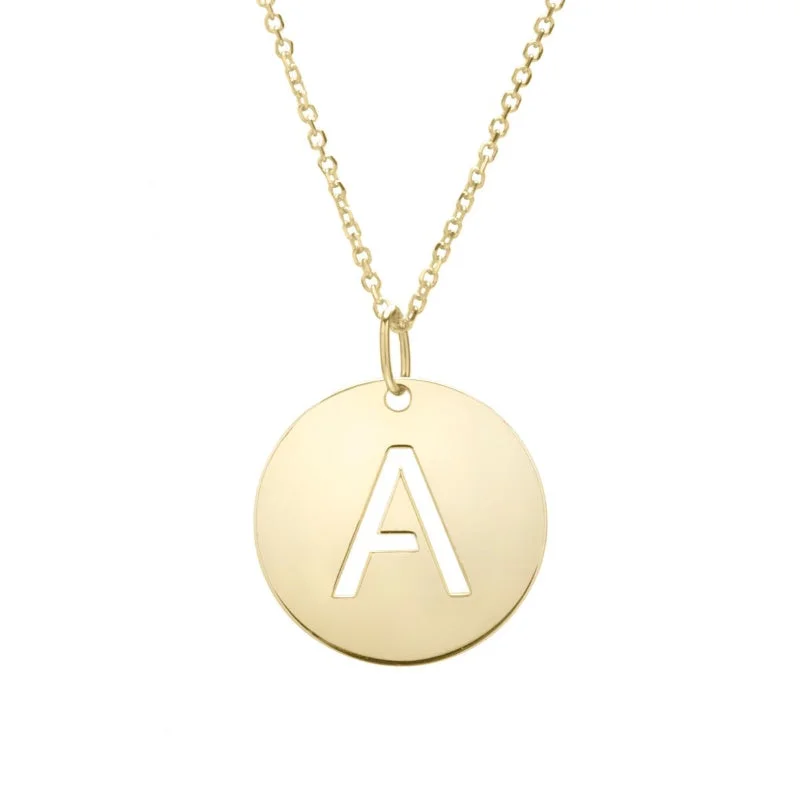 14k Disc Pendant Initial Series - ALL LETTERS