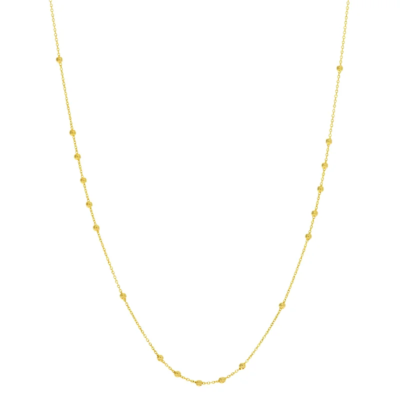 14k Gold Bead Station Necklace, 18"