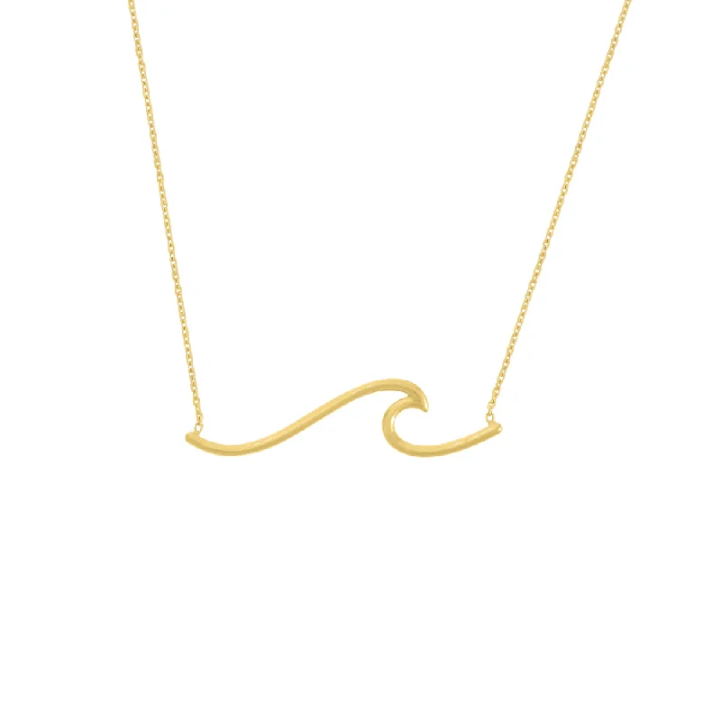 14k Gold Wave Pendant Necklace