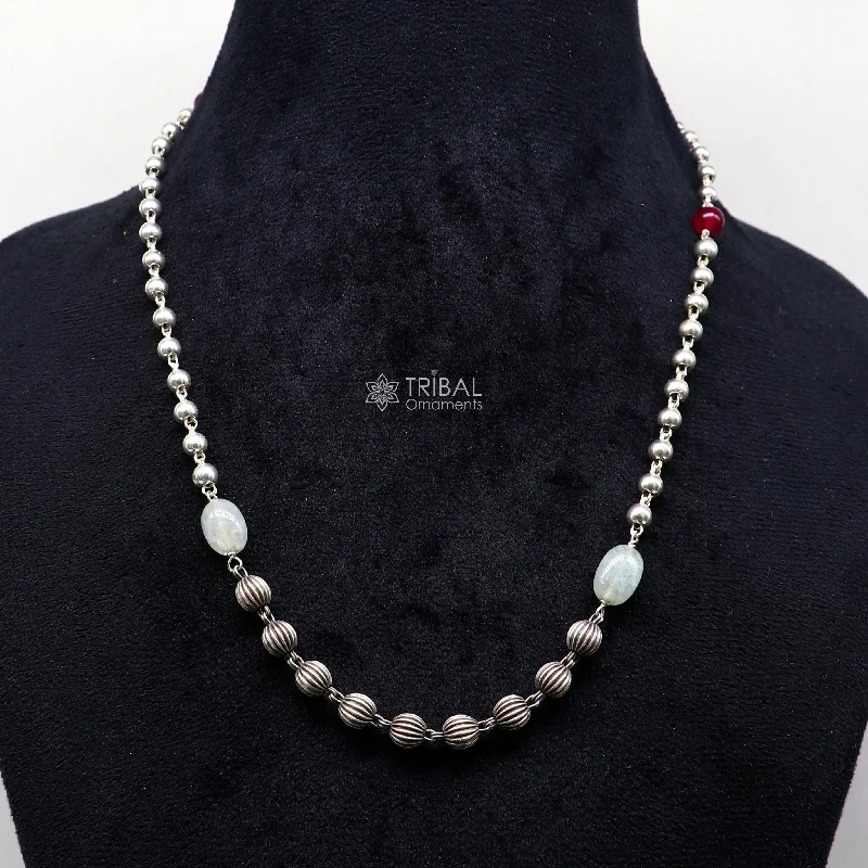 16" to 30" 925 sterling silver customized stylish beaded chain necklace, excellent gifting modern trendy necklace tribal jewelry ch248