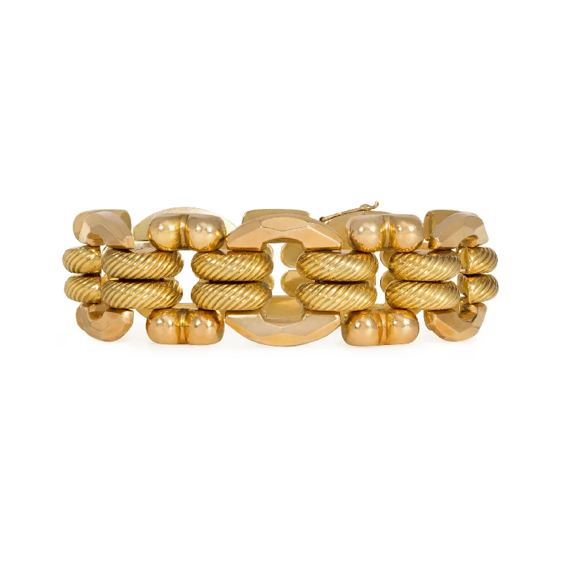 1940s 18KT Yellow & Rose Gold Tank Bracelet