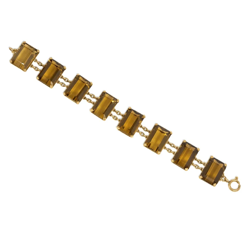 1950s 18KT Yellow Gold Citrine Bracelet