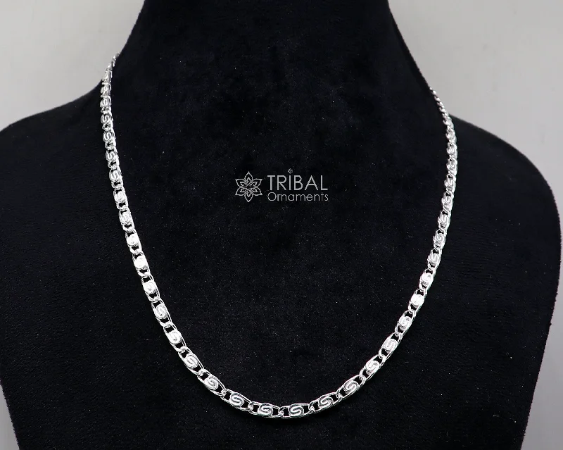 20" 3.5 MM 925 sterling silver handmade solid fancy stylish silver chain necklace nawabi chain best gifting jewelry from India ch226