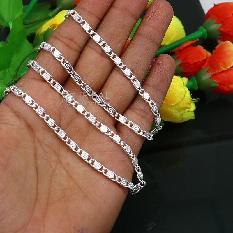 20" 3.5 MM 925 sterling silver handmade solid fancy stylish silver chain necklace nawabi chain best gifting jewelry from India ch226