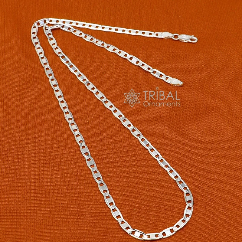 20" 4MM 925 sterling silver handmade solid fancy stylish silver chain necklace Nawabi chain best gifting jewelry from India ch242