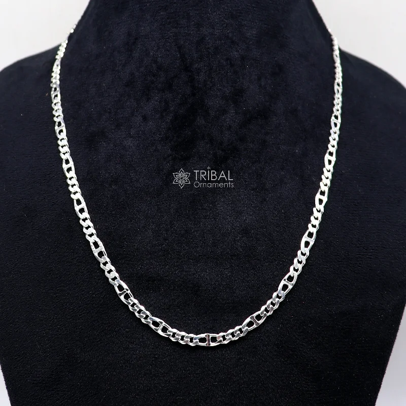 20" 4MM 925 sterling silver handmade solid fancy stylish silver chain necklace Nawabi chain best gifting jewelry from India ch244